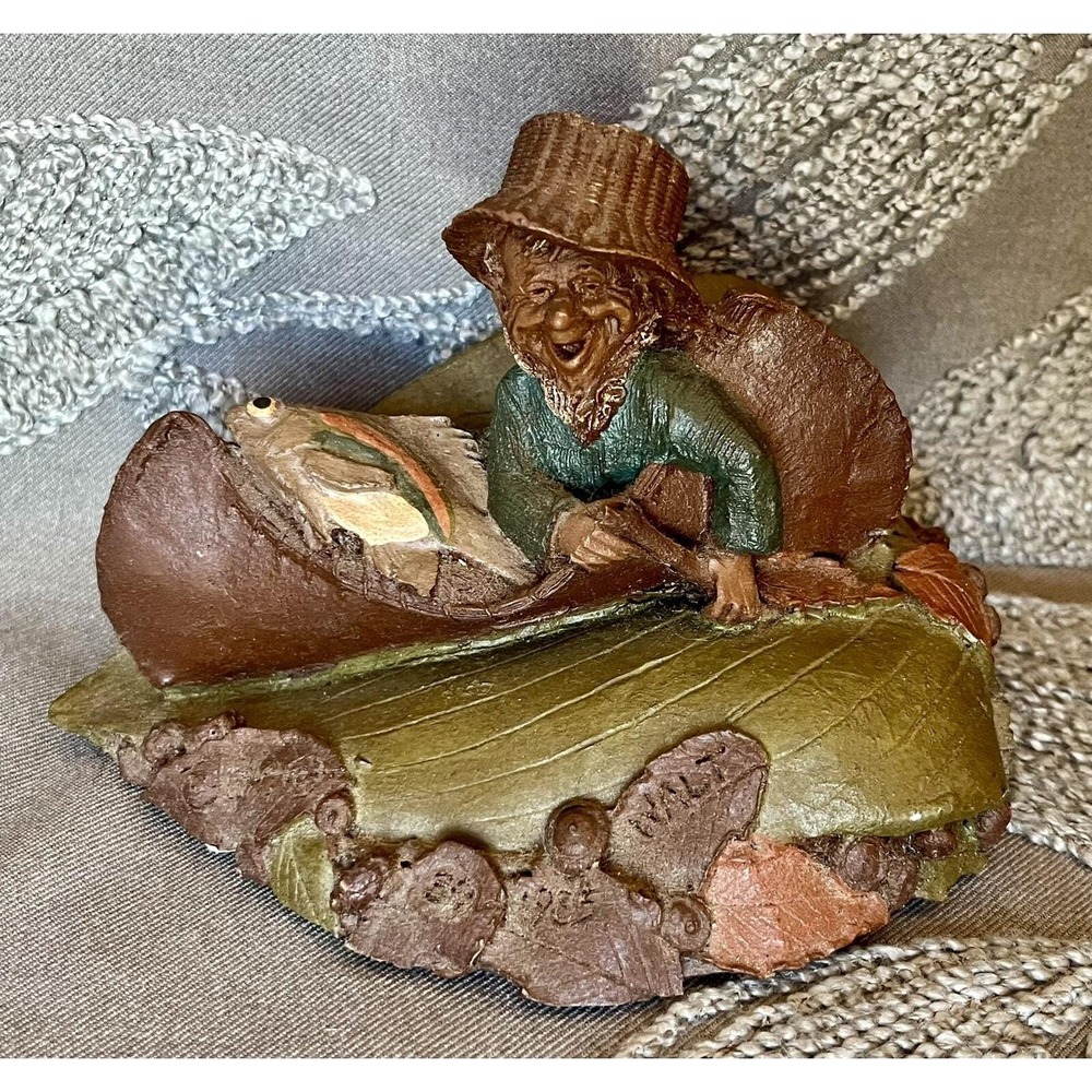 Tom Clark Trout Stream Fishing Canoe Gnome Figurine Numbered Story Artist 1985